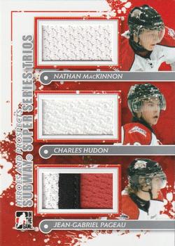 2011-12 In The Game Heroes and Prospects - Subway Series Trios Jerseys Silver #SST-02 Nathan MacKinnon / Charles Hudon / Jean-Gabriel Pageau Front