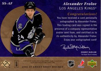 2006-07 Upper Deck Sweet Shot - Signature Shots/Saves #SS-AF Alexander Frolov Back
