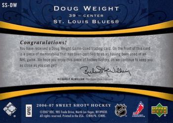 2006-07 Upper Deck Sweet Shot - Sweet Stitches #SS-DW Doug Weight Back