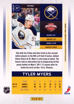 2011-12 Panini Contenders - Gold #57 Tyler Myers Back