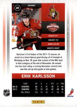 2011-12 Panini Contenders - Gold #65 Erik Karlsson Back