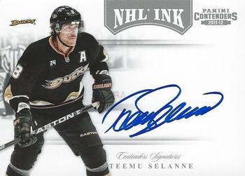 2011-12 Panini Contenders - NHL Ink #1 Teemu Selanne Front