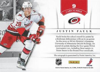 2011-12 Panini Contenders - NHL Ink #9 Justin Faulk Back