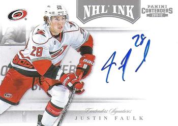 2011-12 Panini Contenders - NHL Ink #9 Justin Faulk Front