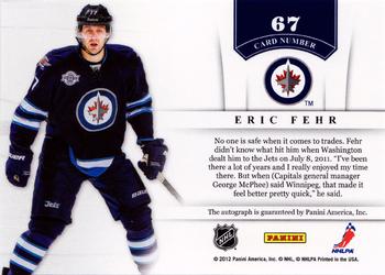 2011-12 Panini Contenders - NHL Ink #67 Eric Fehr Back