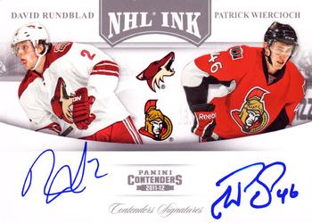 2011-12 Panini Contenders - NHL Ink Duals #16 David Rundblad / Patrick Wiercioch Front