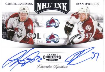 2011-12 Panini Contenders - NHL Ink Duals Black #14 Gabriel Landeskog / Ryan O'Reilly Front
