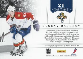 2011-12 Panini Contenders - NHL Ink Gold #21 Evgeny Dadonov Back