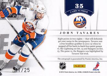 2011-12 Panini Contenders - NHL Ink Gold #35 John Tavares Back