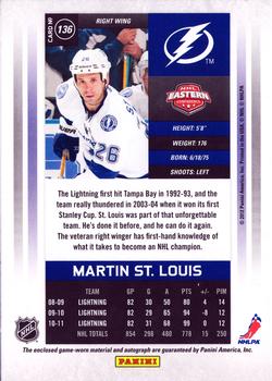 2011-12 Panini Contenders - Signature Patch #136 Martin St. Louis Back