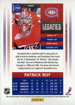 2011-12 Panini Contenders - Signature Patch #153 Patrick Roy Back