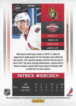 2011-12 Panini Contenders - Signature Patch #237 Patrick Wiercioch Back