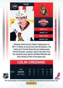 2011-12 Panini Contenders - Signature Patch #238 Colin Greening Back