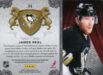 2011-12 Panini Crown Royale - All The Kings Men Patches Signatures #31 James Neal Back