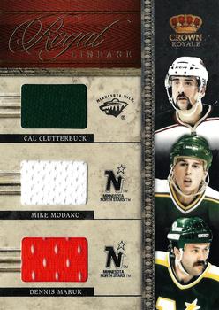 2011-12 Panini Crown Royale - Royal Lineage Materials #19 Cal Clutterbuck / Dennis Maruk / Mike Modano Front