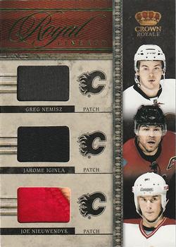 2011-12 Panini Crown Royale - Royal Lineage Materials Patches #17 Greg Nemisz / Jarome Iginla / Joe Nieuwendyk Front