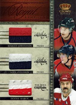 2011-12 Panini Crown Royale - Royal Lineage Materials Prime #5 Alex Ovechkin / Dennis Maruk / Marcus Johansson Front