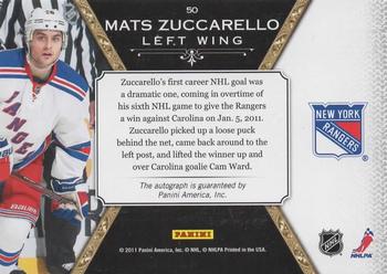2011-12 Panini Crown Royale - Scratching The Surface Signatures #50 Mats Zuccarello Back