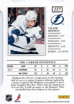 2011-12 Panini Elite - Aspirations #157 Victor Hedman Back