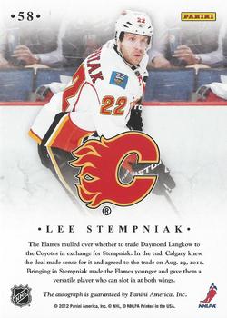 2011-12 Panini Elite - Signings #58 Lee Stempniak Back