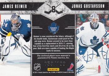 2011-12 Panini Limited - Brothers In Arms Materials #8 James Reimer / Jonas Gustavsson Back