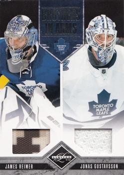 2011-12 Panini Limited - Brothers In Arms Materials #8 James Reimer / Jonas Gustavsson Front