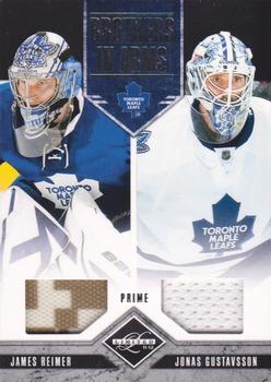2011-12 Panini Limited - Brothers In Arms Materials Prime #8 James Reimer / Jonas Gustavsson Front