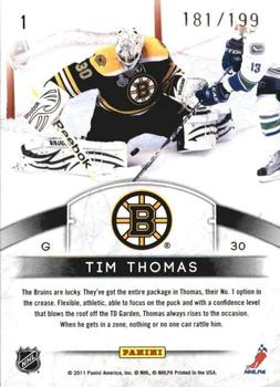 2011-12 Panini Limited - Crease Cleaners #1 Tim Thomas Back