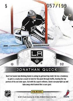 2011-12 Panini Limited - Crease Cleaners #5 Jonathan Quick Back