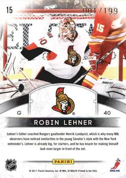 2011-12 Panini Limited - Crease Cleaners #15 Robin Lehner Back