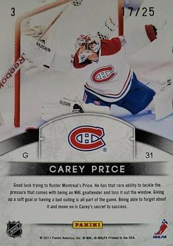 2011-12 Panini Limited - Crease Cleaners Gold Spotlight #3 Carey Price Back