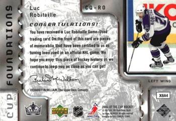 2006-07 Upper Deck The Cup - Foundations Patches #CQ-RO Luc Robitaille Back