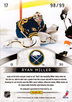 2011-12 Panini Limited - Crease Cleaners Signatures #17 Ryan Miller Back