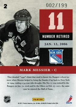 2011-12 Panini Limited - Retired Numbers #2 Mark Messier Back