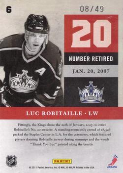 2011-12 Panini Limited - Retired Numbers Silver Spotlight #6 Luc Robitaille Back
