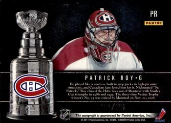 2011-12 Panini Limited - Stanley Cup Winners Signatures #PR Patrick Roy Back