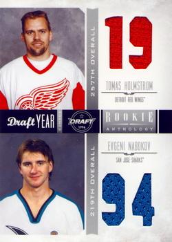 2011-12 Panini Rookie Anthology - Draft Year Combo Jerseys #2 Tomas Holmstrom / Evgeni Nabokov Front