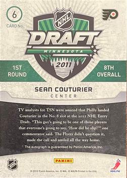 2011-12 Panini Titanium - Draft Day Autographs #6 Sean Couturier Back