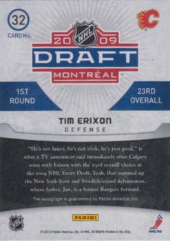 2011-12 Panini Titanium - Draft Day Autographs #32 Tim Erixon Back