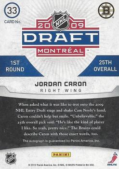 2011-12 Panini Titanium - Draft Day Autographs #33 Jordan Caron Back