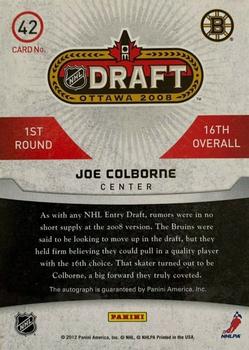 2011-12 Panini Titanium - Draft Day Autographs #42 Joe Colborne Back