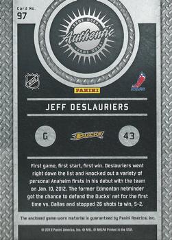 2011-12 Panini Titanium - Game Worn Gear Patch #97 Jeff Deslauriers Back