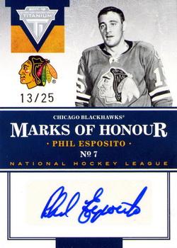 2011-12 Panini Titanium - Marks of Honour Autographs #6 Phil Esposito Front