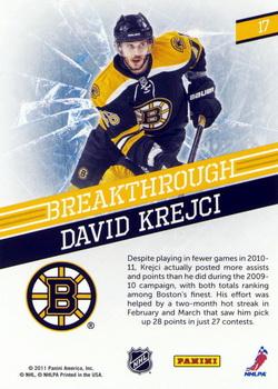 2011-12 Panini Pinnacle - Breakthrough #17 David Krejci Back