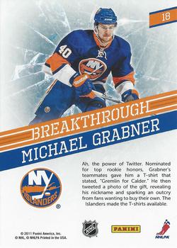 2011-12 Panini Pinnacle - Breakthrough #18 Michael Grabner Back