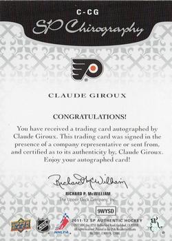 2011-12 SP Authentic - SP Chirography #C-CG Claude Giroux Back