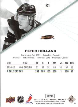2011-12 SP Authentic - Rookie Extended #R1 Peter Holland Back