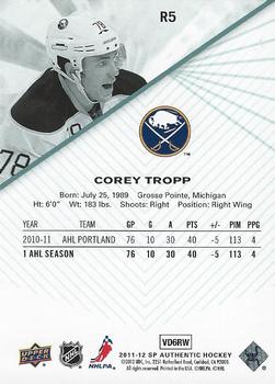 2011-12 SP Authentic - Rookie Extended #R5 Corey Tropp Back