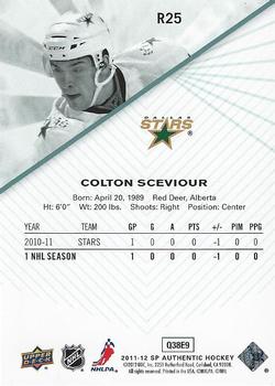 2011-12 SP Authentic - Rookie Extended #R25 Colton Sceviour Back
