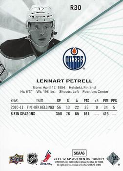 2011-12 SP Authentic - Rookie Extended #R30 Lennart Petrell Back